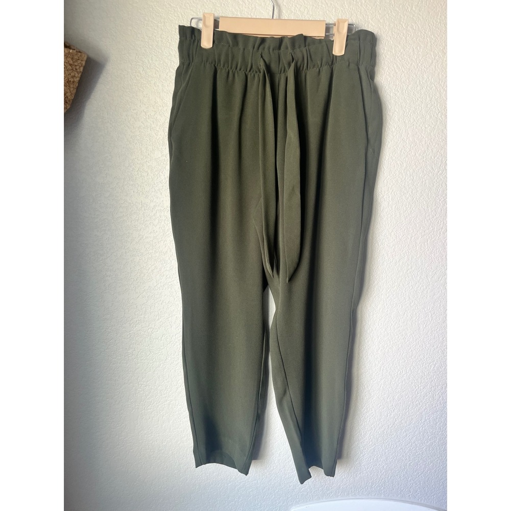 Loft Petites Olive Green Paperbag Waist Tie Front Tapered Pants XSP